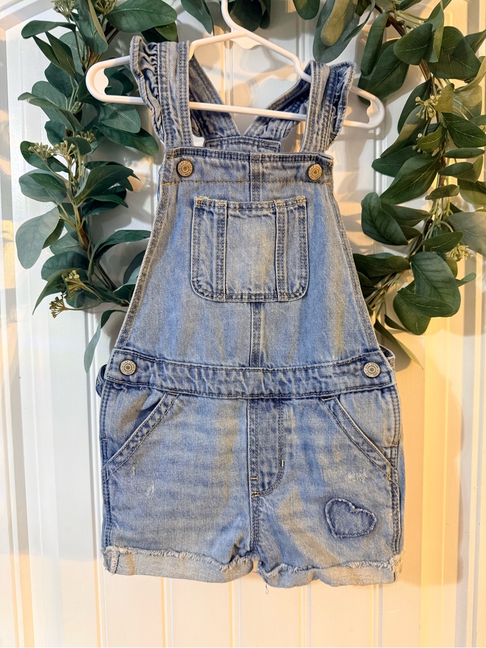💫4/$25 • GAP Light Blue Denim Short Overalls with Heart Patch